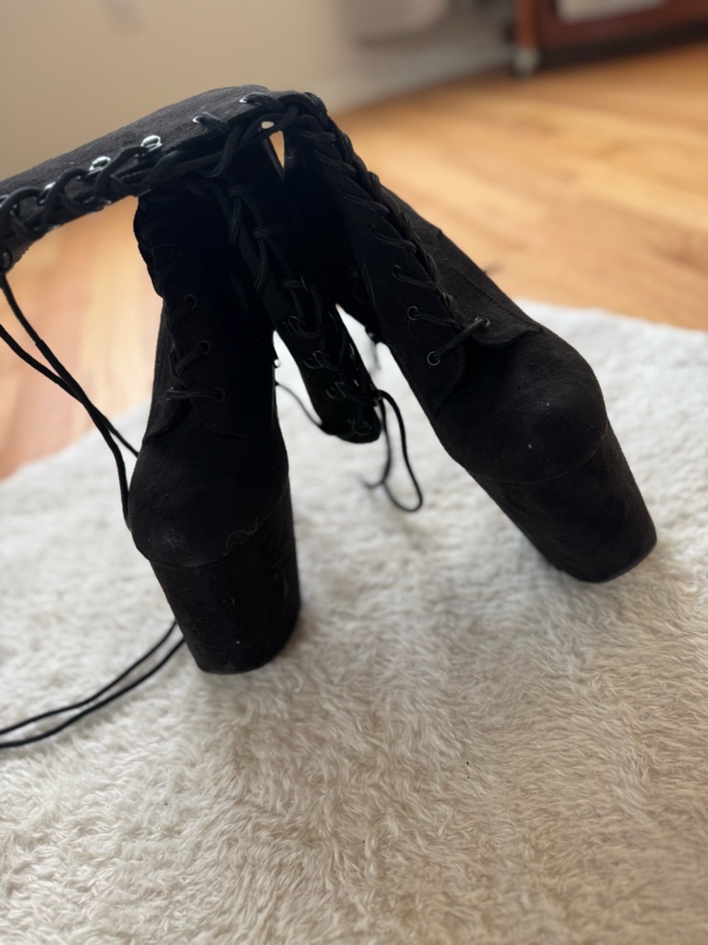 Pleaser Black Lace-Up Platform Ankle Boot (Flamingo-1020FS) - Picture 5 of 9